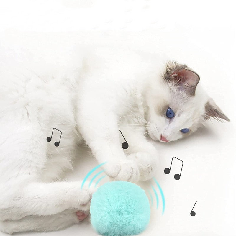Brinquedos Inteligentes para Gatos Bola Interativa de Pelúcia Elétrica Brinquedo de Treinamento com Erva de Gato para Gatinhos com Som de Toque Produto para Animais de Estimação Bola de Brinquedo que Faz Barulho Suprimentos para Gatos