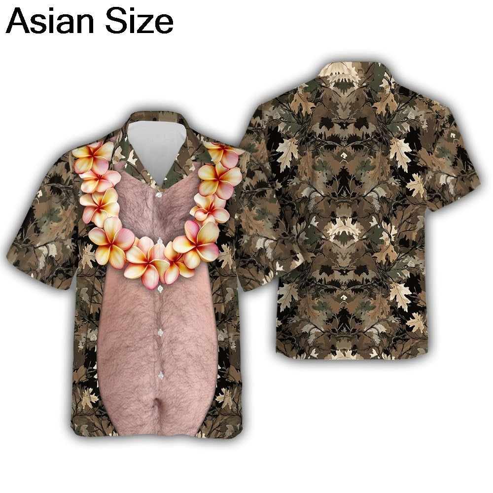 Funny Design Big Belly Hawaiian Shirts Funny Vacation Mens Shirts Casual Button Down Tropical Beach Shirts Y2k Unisex Blouses