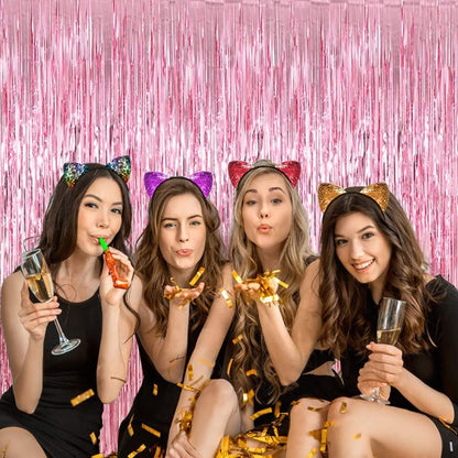 New 4/2/1Pack Party Backdrop Metallic Foil Fringe Tinsel Curtain Adult Kids Birthday Party Wedding Decoration Baby Shower Favor