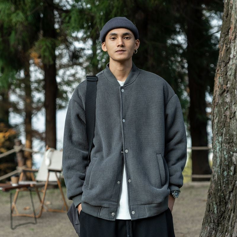 Oversize 300lb Men's Spring Fashion Baseball Jacket Vintage Loose Fit Pilot Coat Outerwear