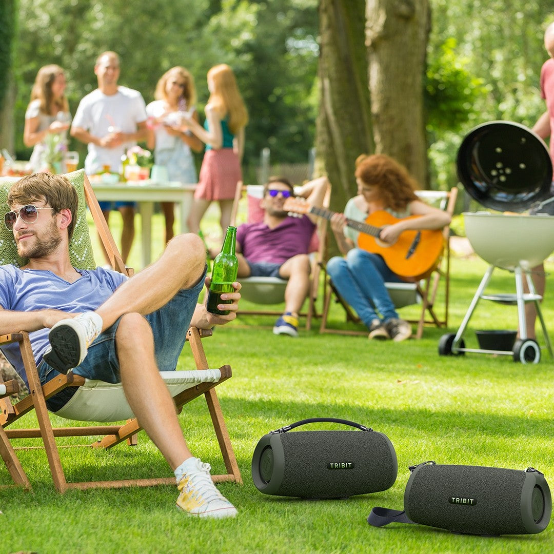 TRIBIT StormBox Lava 80W Caixa de Som Bluetooth Portátil com Powerbank Integrado, Controle por Aplicativo, IP67 à Prova D'água para Uso Externo, Acampamento, Festas