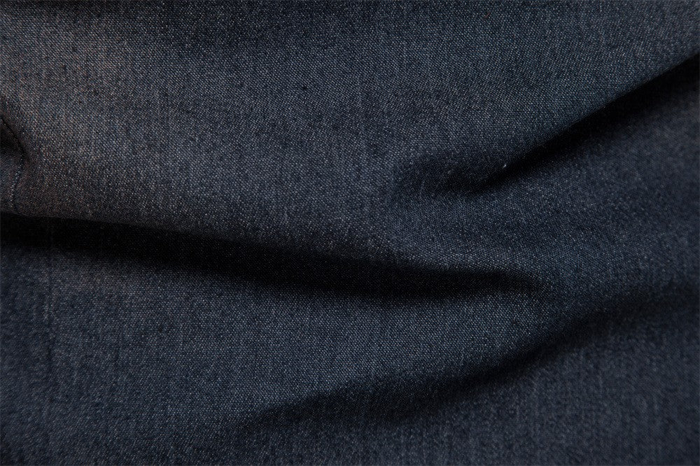 Men's casual solid - color long - sleeve denim shirt, a fashionable and versatile breathable cotton coat.