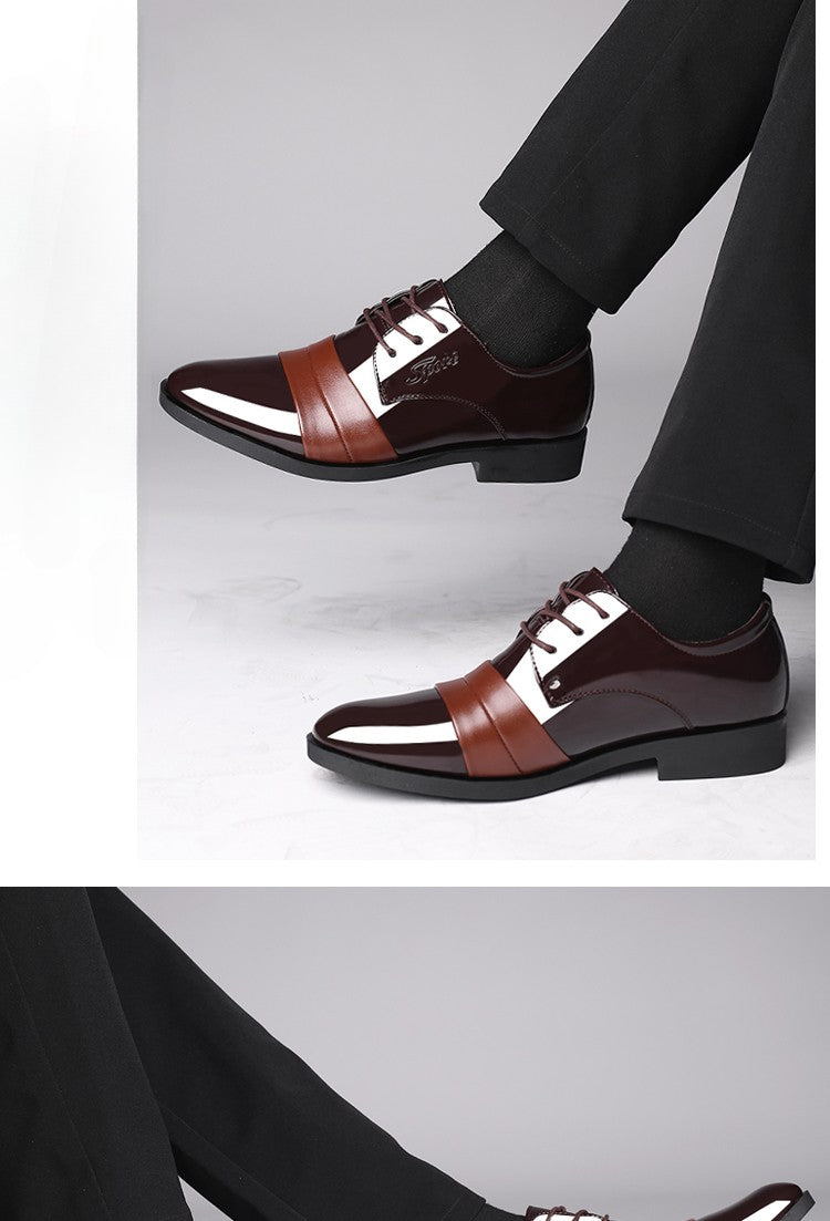 Social Shoe for Men Casual Business Patent Leather Dress Shoes Man Bright Upper Pointed Toe 2025 Trend Office Suit Footwear New