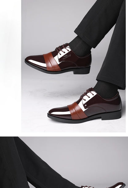 Social Shoe for Men Casual Business Patent Leather Dress Shoes Man Bright Upper Pointed Toe 2025 Trend Office Suit Footwear New