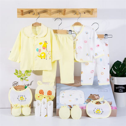 Lawadka 18piece/lot Newborn Baby Clothes For Girls Boys Sets 100% Cotton Infant Spring Autumn Soft Boy Clothing New born Hat Bib