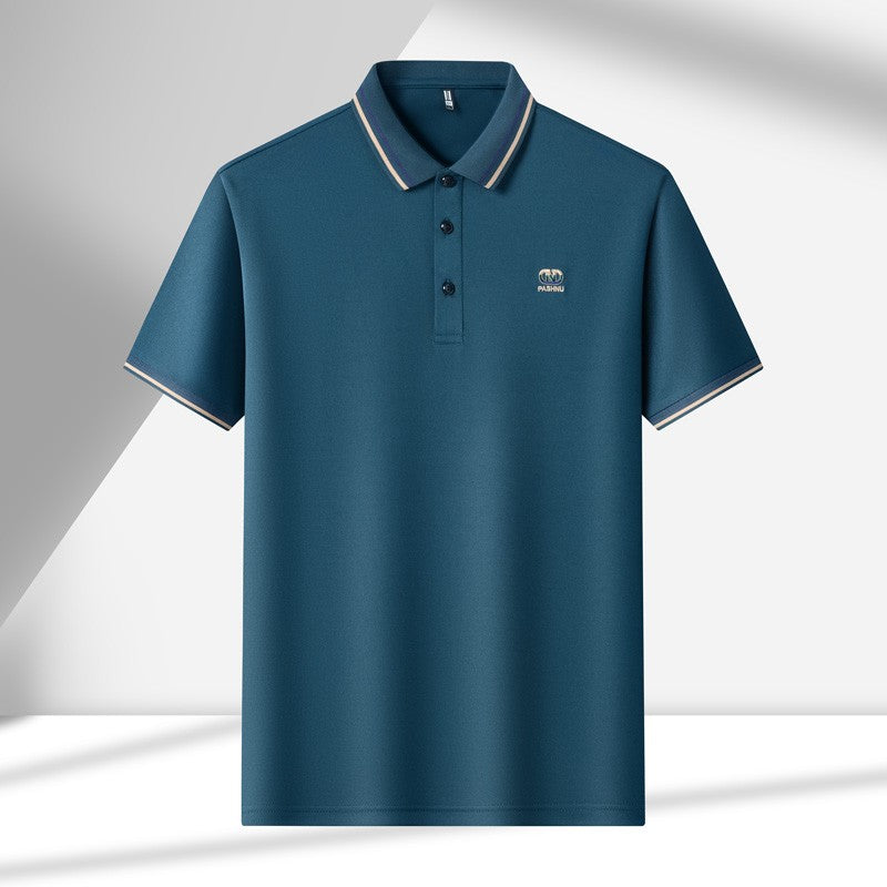 High End Quality Men's Polo Shirt Striped Collar Letter Print Short Sleeve Shirt Summer Lapel T-Shirt Business Trend Menswear