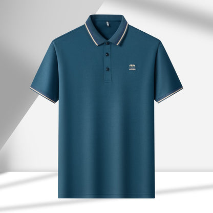 High End Quality Men's Polo Shirt Striped Collar Letter Print Short Sleeve Shirt Summer Lapel T-Shirt Business Trend Menswear