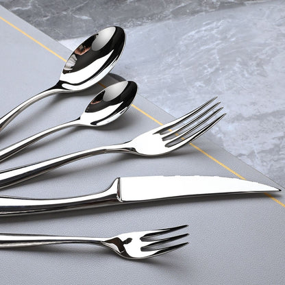 6 Peças de talheres de aço inoxidável 304, conjunto criativo de faca, garfo e colher para bife, para restaurante e hotel, conjunto de talheres de alta qualidade.
