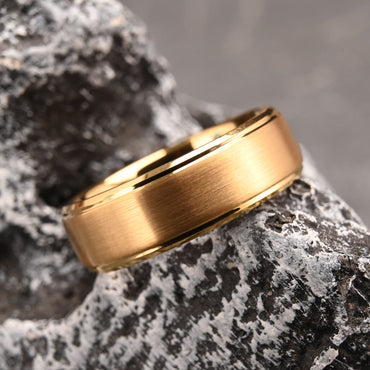 8MM/6MM Gold color tungsten ring Men's wedding bands anillos bague homme pareja de fashion jewelry couple engagement rings gifts
