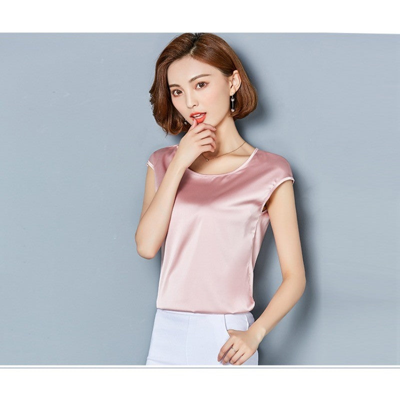 Sexy Silk vest women sleeveless top summer Solid color blouse shirt plus size S-4XL