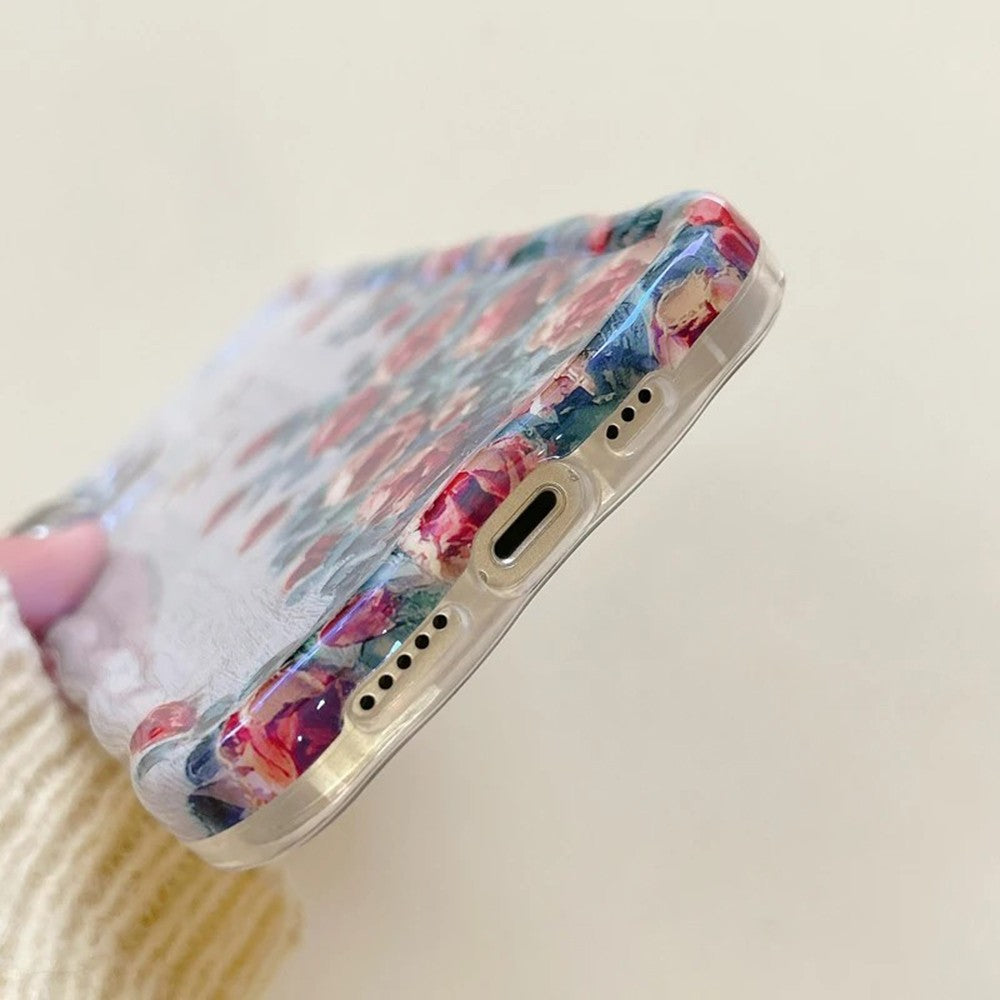 Capa de Celular Pintura a Óleo Retrô Para iPhone 14 ProMax 15 13 12 16 Pro Capa de Silicone Luxuosa com Estampa de Flor à Prova de Choque Decoração Artística