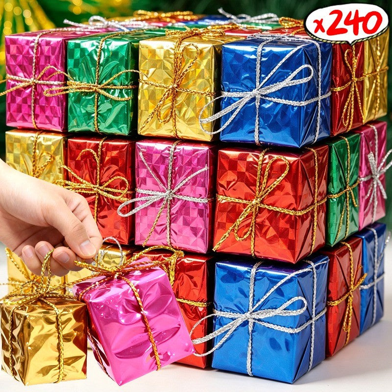 12/240x Christmas Foam Gifts Boxes Xmas Tree Hanging Pendants Colorful Candy Boxes Home Festival Party DIY Decoration Supplies