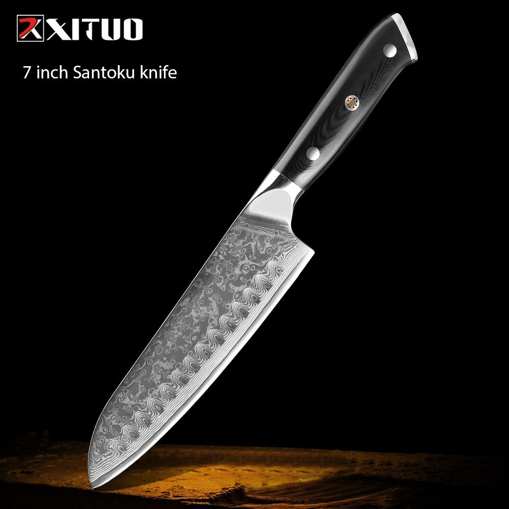 1-9 PCS Chef Knife Set Damascus Steel Kitchen Knives Razor Sharp Cleaver,Paring,Bread,Boning,Chef Special Knife With G10 Handle