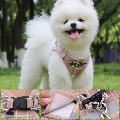 Colete Respirável de Nylon para Cães, Arnês Ajustável e Conjunto de Coleira para Cães Pequenos e Gatos, Coleira Refletiva para Filhotes
