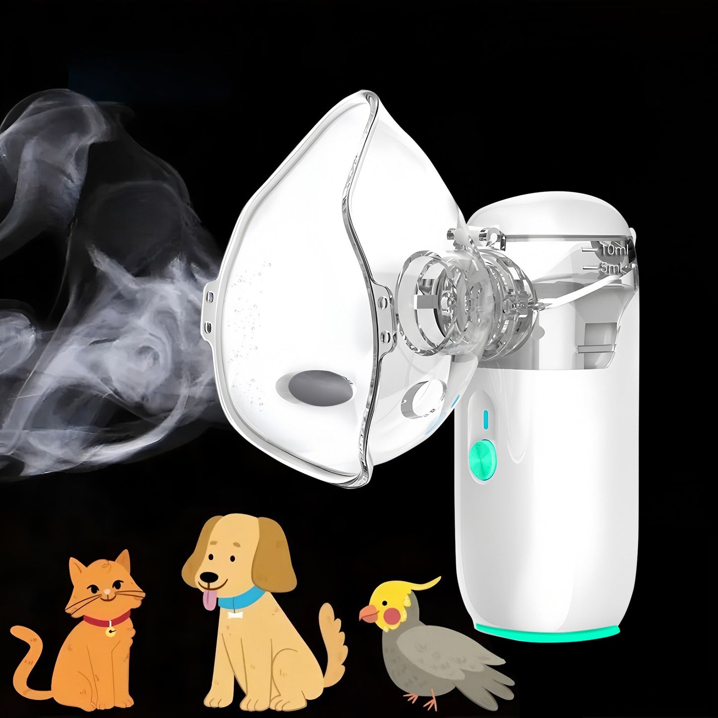Câmara de Cuidados Veterinários Portátil para Animais de Estimação Dispositivo Inalador Espaçador de Asma para Cães e Gatos Nebulizador