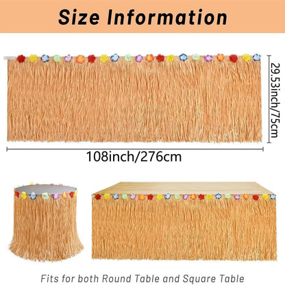 Luau Grass Table Skirt Hawaiian Flower Grass Skirts for Luau Party Summer Tropical Hawaiian Party Decorations