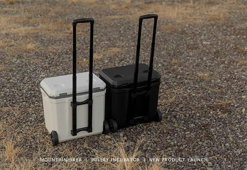 Refrigerador Externo MOUNTAINHIKER 36L com Rodas e Carrinho Incubadora Portátil Caixa Térmica Churrasco Carro Polia Caixa Térmica Caixa Refrigeradora