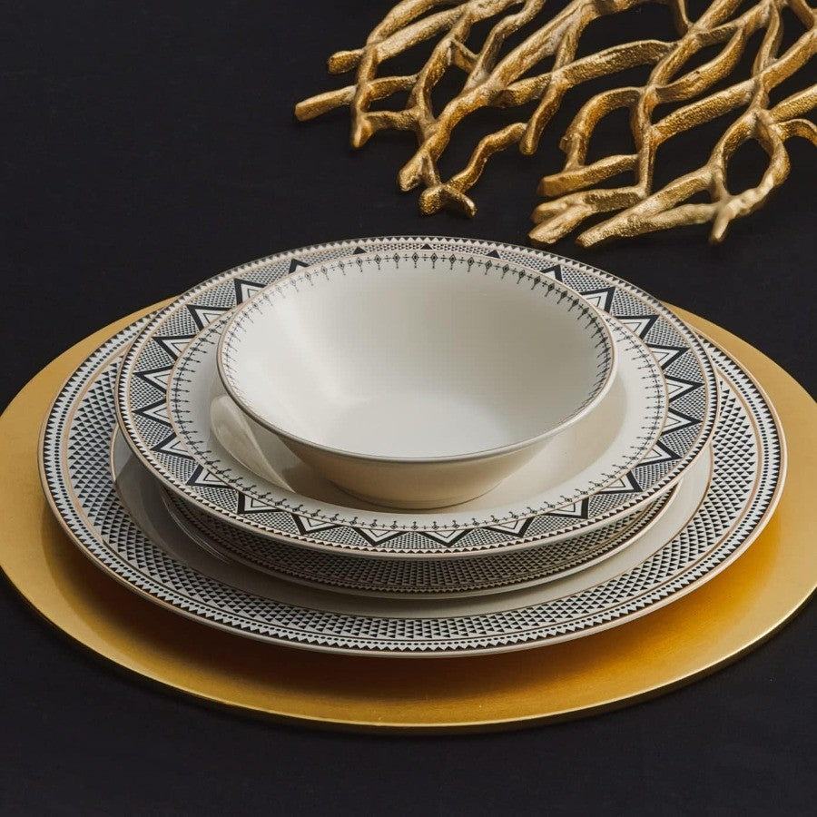 Aparelho de Jantar Globe de 24 Peças para 6 Pessoas, Conjunto de Louça de Cozinha para Salada, Sopa, Massa, Macarrão e Mais, Louça de Porcelana Moderna e Chique