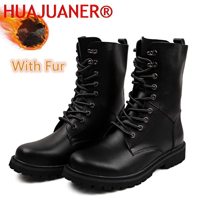 Botas Táticas Militares Masculinas Botas de Tornozelo de Deserto de Cano Alto Quentes e Antiderrapantes com Cadarço para Outono Inverno Masculino de Tamanho Grande