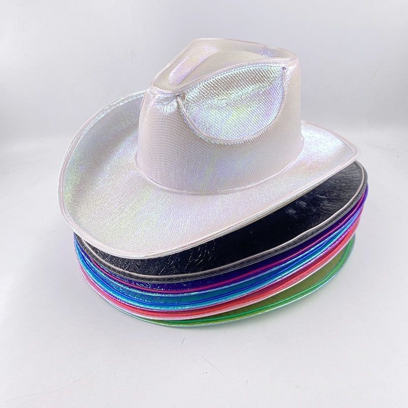 Chapéu de Cowboy LED Sem Fio, Chapéu de Cowboy Luminoso, Chapéu de Cowgirl Rosa para Discoteca, Noivas, Acessórios para Shows, Boates e Festas a Fantasia