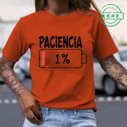 Vibrant Spanish Letter Print T-Shirts Short Sleeve Womens Casual Sports T-Shirts Summer Short Sleeved Harajuku Streetwear Tops