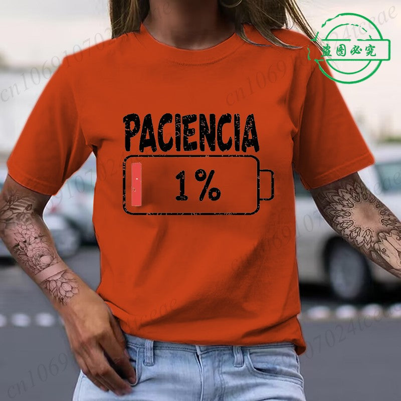 Vibrant Spanish Letter Print T-Shirts Short Sleeve Womens Casual Sports T-Shirts Summer Short Sleeved Harajuku Streetwear Tops