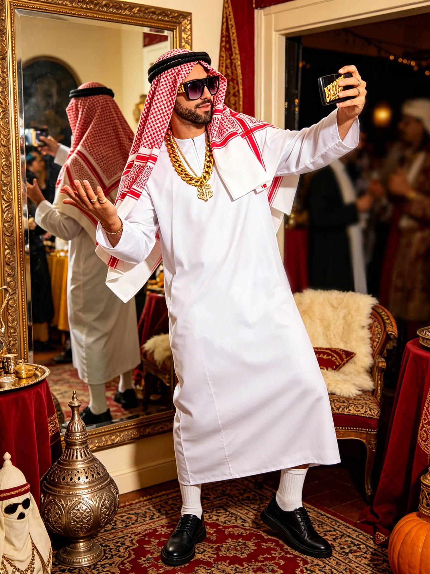 New Arab Emirate Costume Shepherd Rich Arab Prince Adult Role Playing Fantasia Halloween Carnival Costume Hot Selling