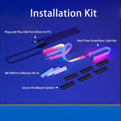 LED RGBIC Backlights PC Gaming Neon Strip Synchronized 24-34inch Monitor USB Powered 5V LED Light Sync Music RGB Ambien Lighting