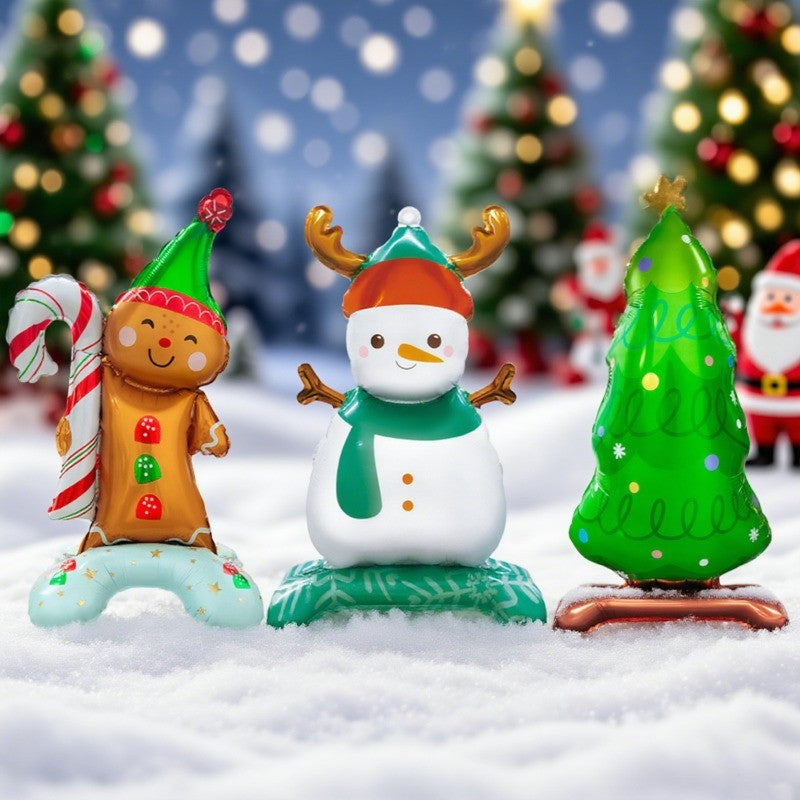 Large Christmas Standing Balloons Christmas Aluminum Film Balloon Santa Claus Snowman Balloon for New Year Xmas Party Home Decor