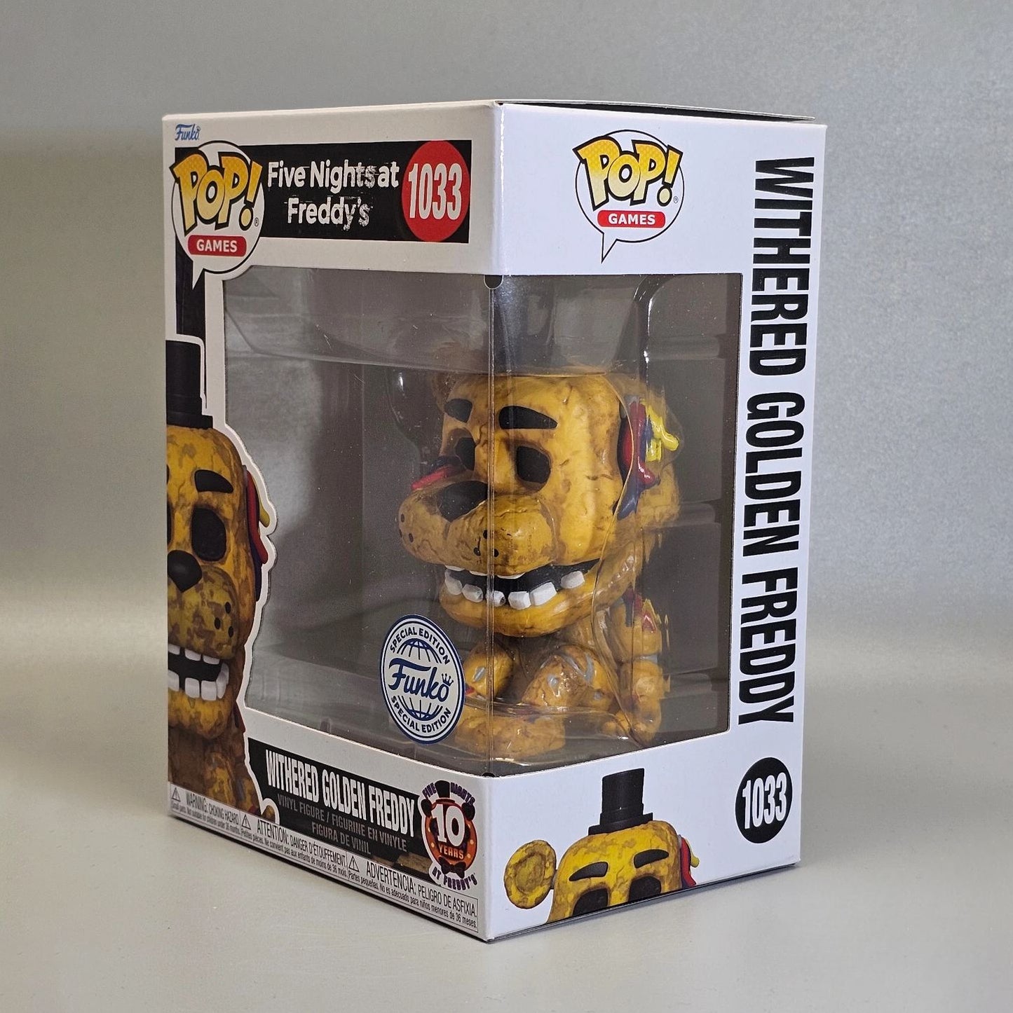 Withered Golden Freddy 1033 Bonecos FUNKO POP Five Nights at Freddy's 3.9inch Figura de Vinil Colecionável Edição Limitada Brinquedo de Presente
