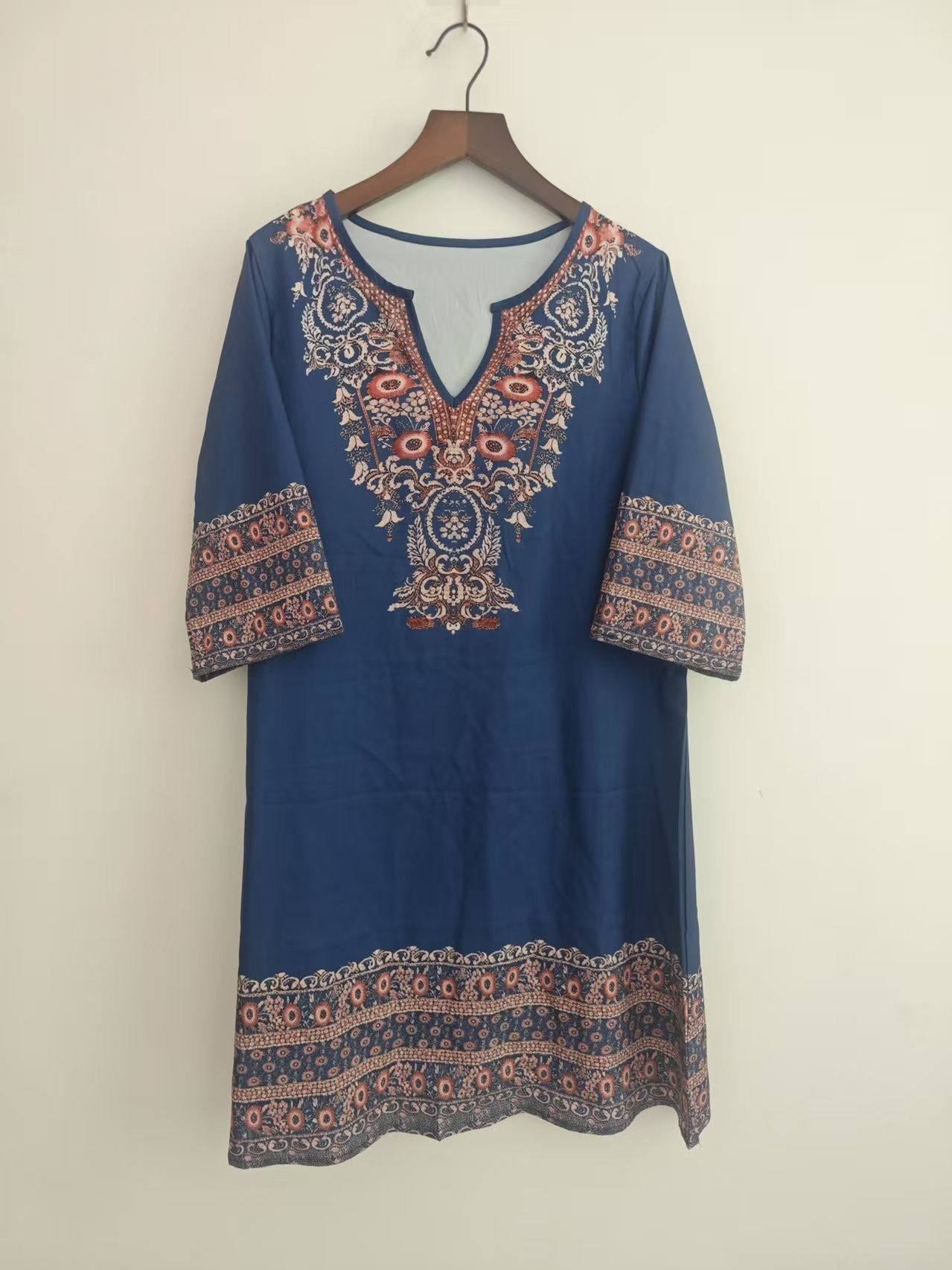 Women's Clothes Casual print Short Sleeve V-Neck Waist Cinched Dress summer vintage New Female Fashion Loose Mini Dresses 2025