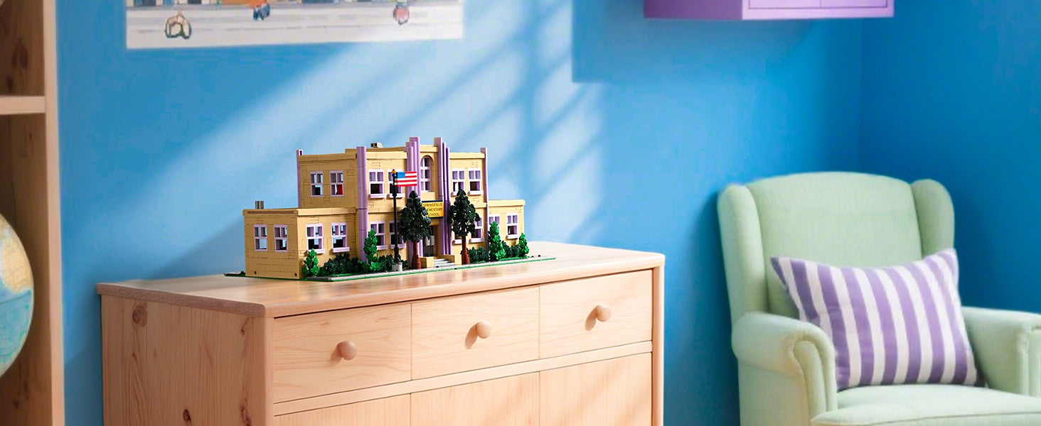 3500PCS Springfield Elementary School Building Blocks Idea Anime Street View Modular Architecture Brick Model Bricks Toys for Adults Christmas Gift