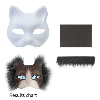 Therian Mask Kit Hand-Made Fox Themed Blank Half Face Hand-painted Mask DIY Masks For Makeup Ball Halloween Party Christmas Gift