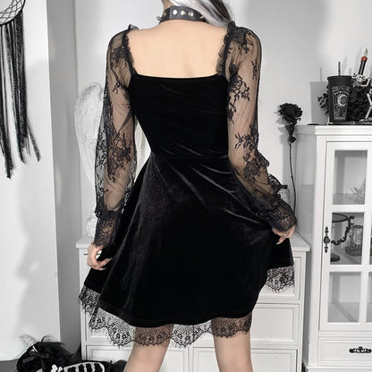 Dark Halloween Lace Dress Punk Trend Sexy Evening Dress Suspender Skirt For Women