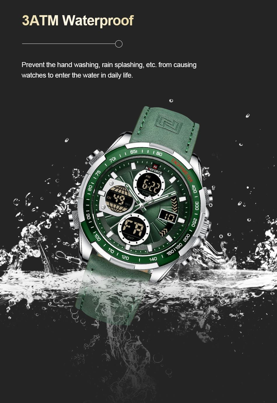 NAVIFORCE Men Military watch Multifunction Chronograph Sports 3ATM Waterproof alarm mode Day And Date Display Male Gifts Clocks