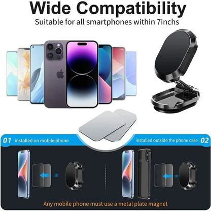 Car Mobile Phone Holder Folding Magnet Cell Phone Stand in Car GPS Support For iPhone Xiaomi 360° Rotatable Mount