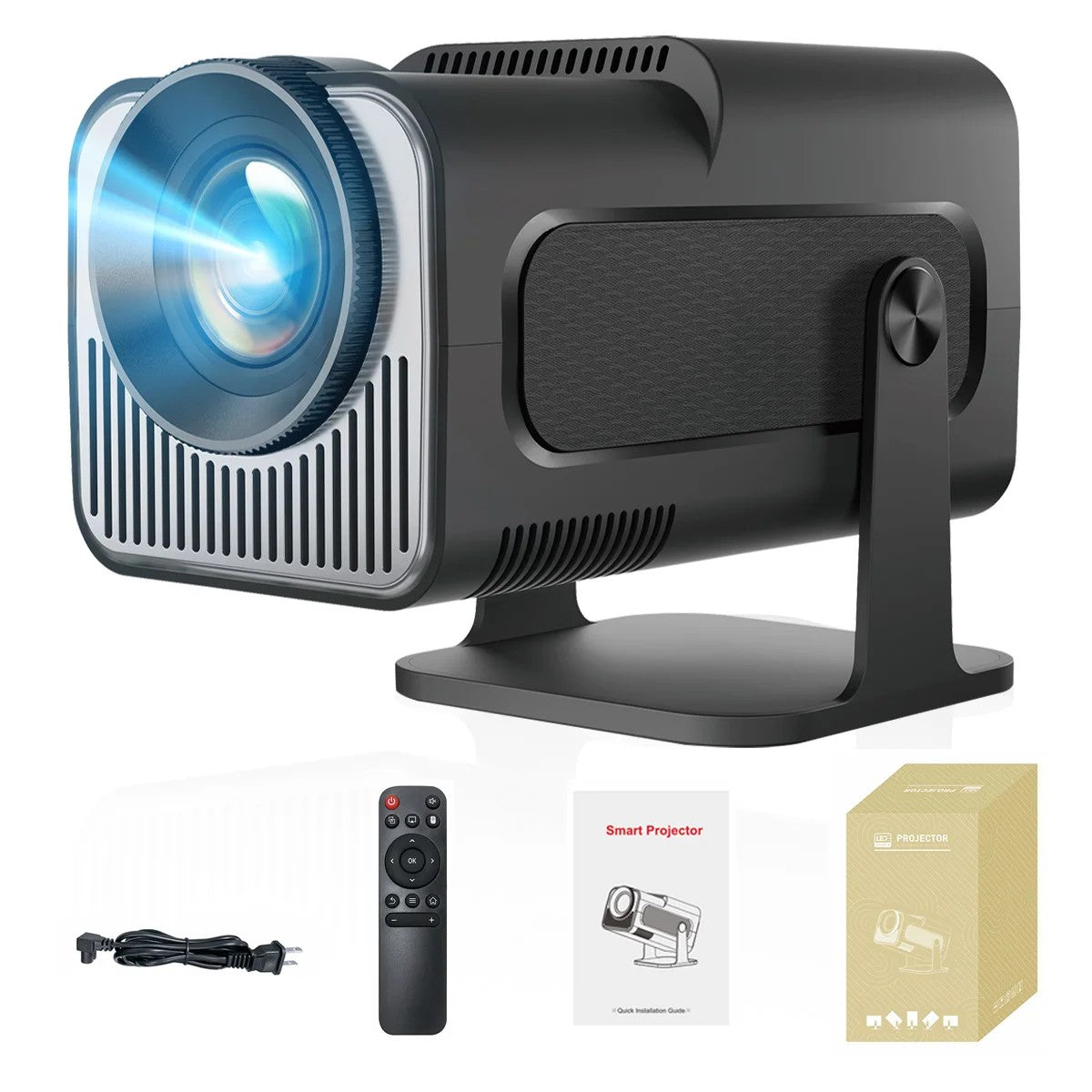 KaiAqua Mini Projetor HY320 NTV Android 13 com Amlogic S950D4 1080P 500 ANSI Lumens, WiFi Duplo, BT5.2 e Comando por Voz para Home Theater