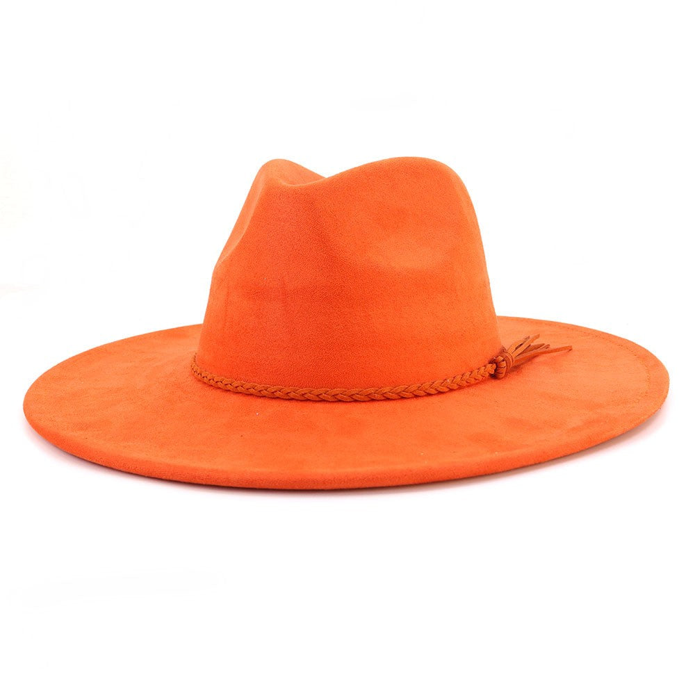 Suede Top Hat 9.5cm Wide Brim Fedora Hat Men Women Autumn Winter Felt Jazz Hats Classic Church Fedoras Chapeau Sombrero Mujer