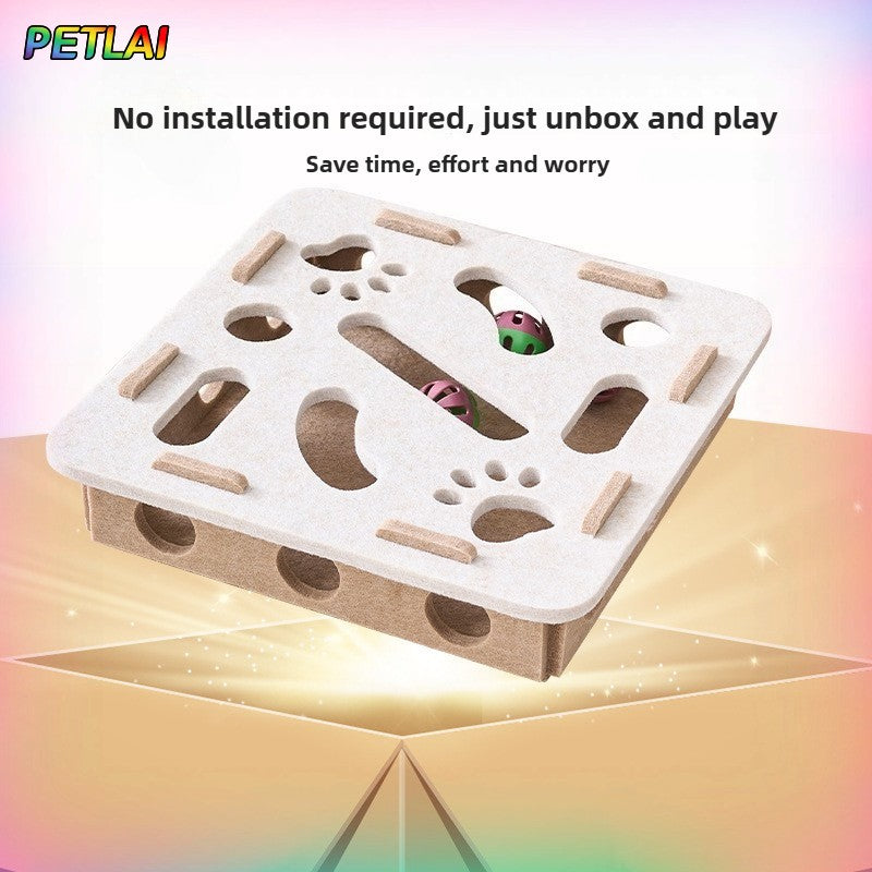 Bolas com sino para gato Cave buraco caixa divertida de feltro com labirinto interativo para gatos Ferramenta autoexcitável para gatinhos quebra-cabeça para provocar o gato