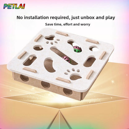 Bolas com sino para gato Cave buraco caixa divertida de feltro com labirinto interativo para gatos Ferramenta autoexcitável para gatinhos quebra-cabeça para provocar o gato