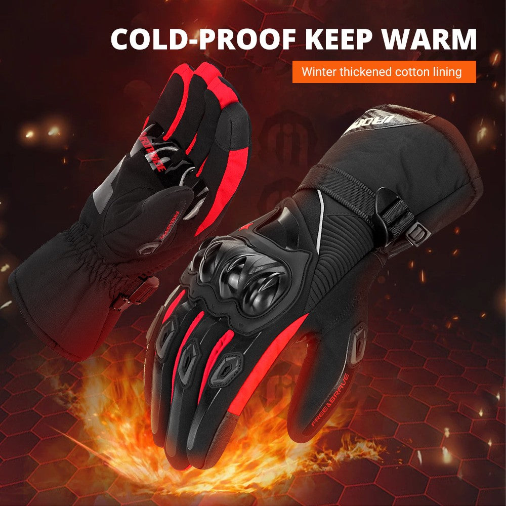 Luvas de Moto de Dedo Inteiro à Prova de Vento para Motoqueiros, Luvas de Moto Impermeáveis com Tela Sensível ao Toque, Luvas de Motocross de Inverno