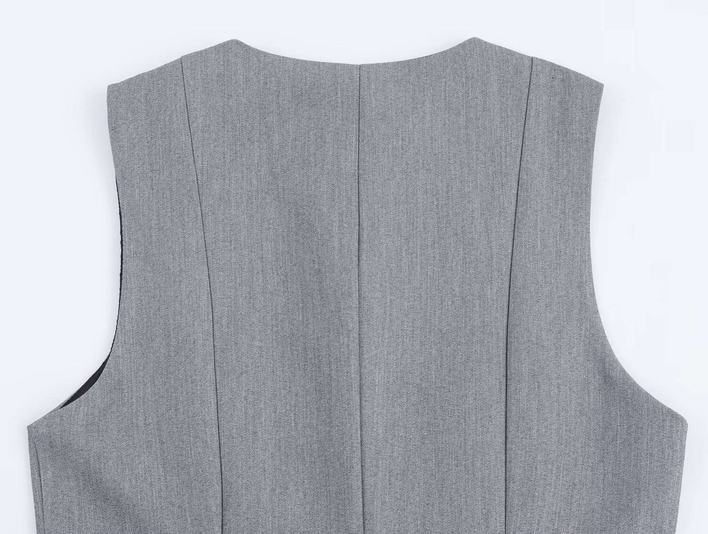 DiYiG WOMAN 2025 autumn new fashion vest fake two-piece effect dress chic round neck sleeveless mini skirt Vestidos Mujer