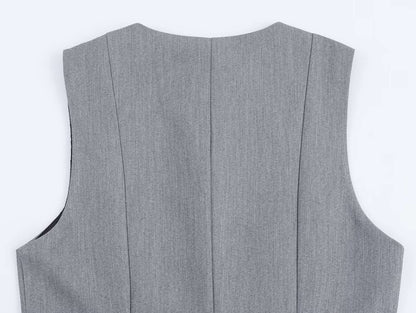 DiYiG WOMAN 2025 autumn new fashion vest fake two-piece effect dress chic round neck sleeveless mini skirt Vestidos Mujer