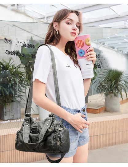 Y2K Motorcycle Bag Women's PU Leather Crossbody Bag Retro Luxury Handbag Fashion Motorcycle Bag Brand Fashion Crossbody Bag