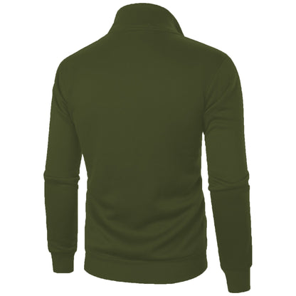 Men's casual sports zipper stand collar hoodie coat men's solid color cardigan