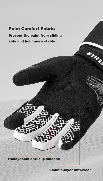 Luvas de Inverno FEHER para Moto Couro Touchscreen Quente Impermeável Junta de Dedo em Fibra de Carbono Luvas de Motociclismo