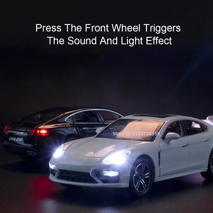 1:32 Cayenne Panamera Carros em Miniatura Liga Fundida Som Luz Portas Abertas Veículos de Fricção para Crianças Presentes