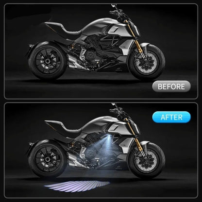 Luz Projetora LED para Motocicleta, Lâmpada de Projeção Asas de Anjo, Luz Decorativa de Modificação para Moto e Patinete Elétrico