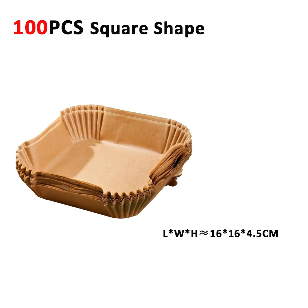 100pcs Air Fryer Paper Liners Disposable Non-Stick Parchment Paper Waterproof Oil-Proof Square Round Liners for Baking Roasting