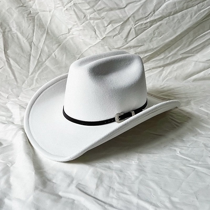 New Vintage Western Cowboy Hat For Men's Gentleman Lady Jazz Cowgirl With Leather Wide Brim Cloche Church Sombrero Hombre Caps